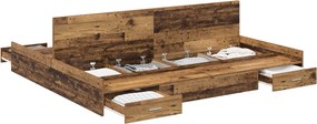 vidaXL Ágykeret tárolóval fejtámlával Öreg fa 200 x 200 cm Faanyag