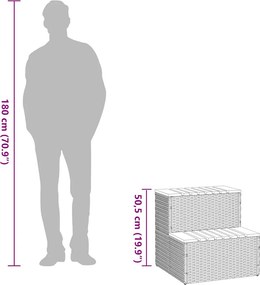 pezsgőfürdő lépcső bézs 50x50x50,5cm polyrattan és akácfa