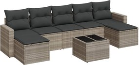vidaXL 8 részes világosszürke polyrattan kerti ülőgarnitúra párnával