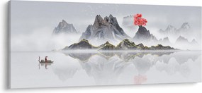 Kép - Hegyek a ködben (120x50 cm)