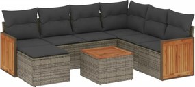 vidaXL 8 részes szürke polyrattan kerti ülőgarnitúra párnákkal