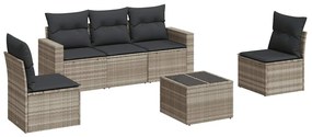 vidaXL 6 részes világosszürke polyrattan kerti ülőgarnitúra párnákkal