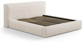 Krémszínű kárpitozott ágyneműtartós franciaágy ágyráccsal 200x200 cm Simon Olivia – Micadoni