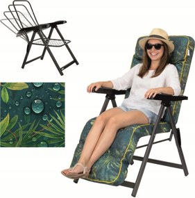 Kerti napozóágy párnával Összecsukható kerti szék párnával és lábtartóval