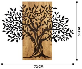 Fali dekoráció 72x58 cm fa/fém faág mintával