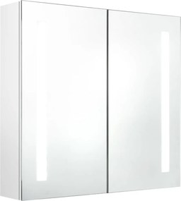 vidaXL fényes fehér LED-es tükrös fürdőszobaszekrény 62 x 14 x 60 cm