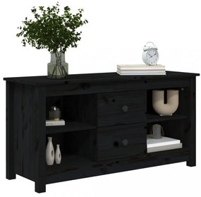 fekete tömör fenyőfa TV-szekrény 103 x 36,5 x 52 cm