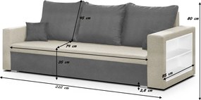 Háromszemélyes kinyitható kanapé SAMI Krém