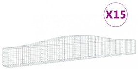 15 db íves horganyzott vas gabion kosár 400x30x40/60 cm