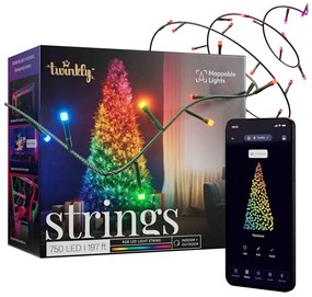 Twinkly TWS750STP-BEU - RGB LED kültéri fényfüzér 63,5m, IP44, Wi-Fi, dimmer
