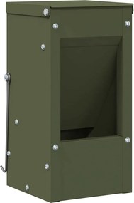vidaXL Nyúl Etető Olajzöld 12,5 x 12,5 x 25 cm Hidegen Hengerelt Acél