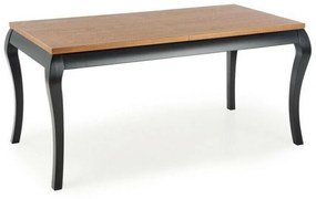 Asztal Houston 1202Fekete, Sötét tölgy, 78x80x160cm, Hosszabbíthatóság, Természetes fa furnér, Fa