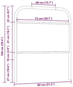 fejtámla füstölt tölgy 75 cm acél és fűrészáru