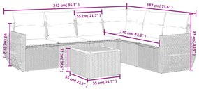 7 részes bézs polyrattan kerti ülőgarnitúra párnákkal