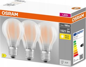 3PAK Led izzó E27 A60 11W 100W 1521lm 2700K Meleg 300° Filament Osram