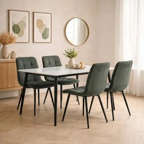 AVENBERG EMERALD Étkezőgarnitúra 4x szék + asztal 140 cm