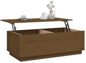 Mézbarna tömör fenyőfa dohányzóasztal 100 x 50 x 35 cm