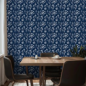 Fotótapéta - Virágminta kék háttéren (147x102 cm)