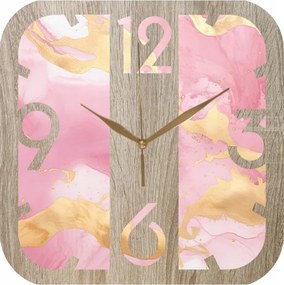 Dekoratív falióra Nappaliba Rózsaszín márvány arany 35cm