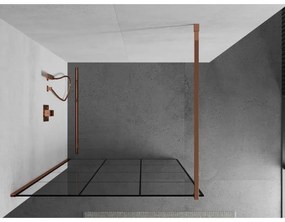 Mexen Kioto zuhanyparaván 110x200 cm 8 mm, rózsaszín arany profil, fekete üvegminta 1, 800-110-101-60-77
