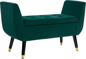 HOMCOM Tároló Padkarfa Aljzattal Bársony Kárpitozású Pad Fa Lábakkal, Tárolódoboz Nappalihoz, Hálószobához, Előszobához 107 x 42 x 65 cm, Zöld | Aosom