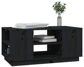 Fekete tömör fenyőfa dohányzóasztal 90 x 49 x 40,5 cm
