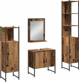 vidaXL Fürdőszoba bútor szett 4 pcs Barna 33 x 33 x 185.5 cm Faanyag