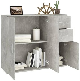 betonszürke szerelt fa tálalószekrény 91x29,5x75 cm
