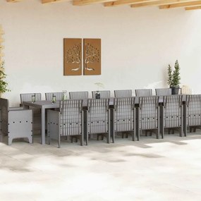 Kert étkező szett 17 pcs Világosszürke Polt rattan