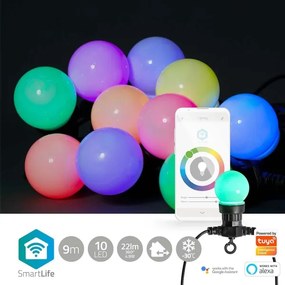 Nedis WIFILP03C10 - LED RGB Dekoratív lánc 10xLED 12m IP65 Wi-Fi Tuya