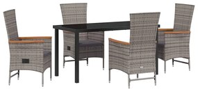 vidaXL Kert étkező szett párnával 5 pcs Szürke Porszórt acél
