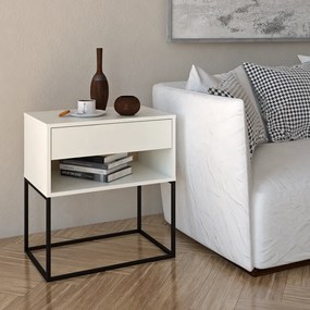 Éjjeliszekrény/kisasztal, fehér/fekete, ARTI TYP 2