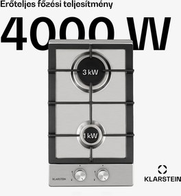Klarstein Ignito Domino, gázfőzőlap, 2 Sabaf égő, rozsdamentes acél, ezüst
