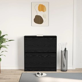 Cipőtároló Flip Fiókkal Fekete Tölgy 80x21x87,5 cm