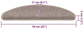 15 db sötétbézs öntapadó lépcsőszőnyeg 56x17x3 cm