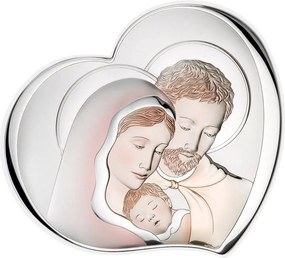 Szent Család kép ezüst modern szív Méret: 10.5x9 cm