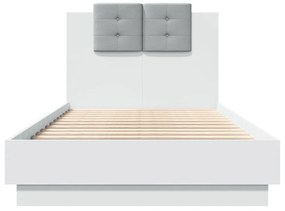 fehér ágykeret fejtámlával és LED-világítással 75 x 190 cm