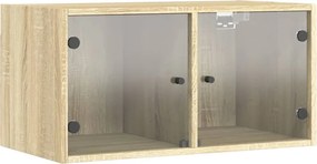 vidaXL sonoma tölgy színű faliszekrény üvegajtókkal 68,5x37x35 cm