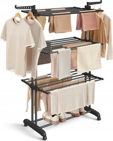 Függőleges ruhaszárító ruha fehérnemű fém fekete nagy XXL