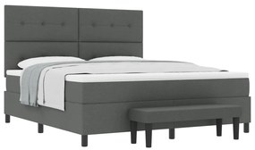 Box Spring Ágy matraccal és paddal Sötétszürke 180x200 cm Szövet