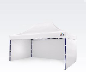 Piaci pavilon 3x4,5 m, 3 fallal | Gyors felállítás, 12,5 m² - plusz 3 oldalfal - Fehér