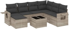 vidaXL 8 részes világosszürke polyrattan kerti ülőgarnitúra párnával