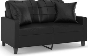 vidaXL 2 személyes fekete műbőr kanapé díszpárnákkal 120 cm