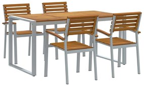 vidaXL Kert étkező szett 5 pcs Szürke Tömör Akácfa