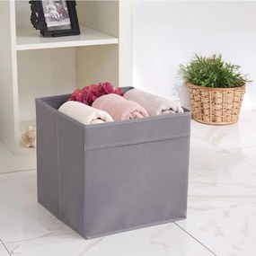 Szürke textil tárolódoboz 30x30x30 cm – Mioli Decor