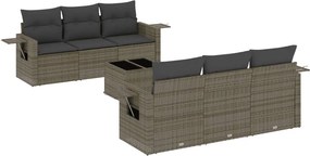 vidaXL 7 részes szürke polyrattan kerti ülőgarnitúra párnákkal