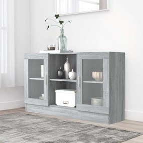 szürke sonoma színű szerelt fa vitrinszekrény 120x30,5x70 cm