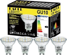Eacll Led izzó GU10 4,8 W 6 db, halogén izzó 75 W