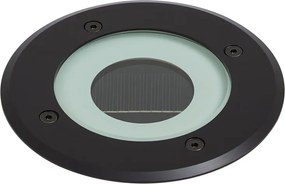 Modern fekete talajba süllyeszthető spotlámpa LED-del, újratölthető, napelemes, IP65 - Solyx