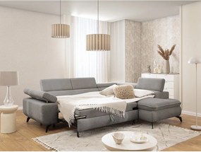Világosszürke zsenília sarokkanapé (jobb oldali-L alakú) Marbeya – Ropez